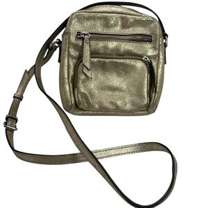 Women's Banana Republic metallic gold crossbody leather purse